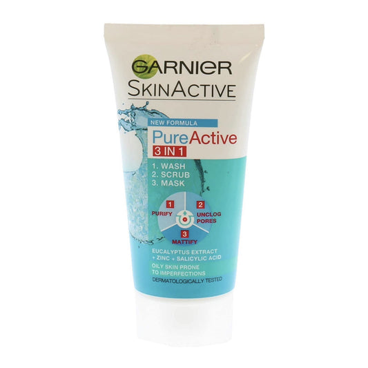 غارنييه بيور أكتيف 3 في 1 (غسول + مقشر + قناع) 50 مل