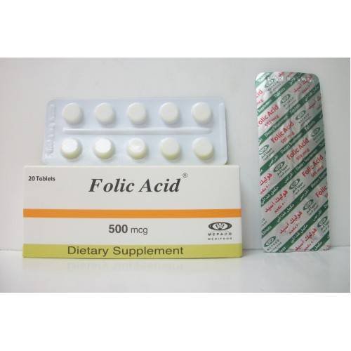 FOLIC ACID 500MG 20TAB MEPACO