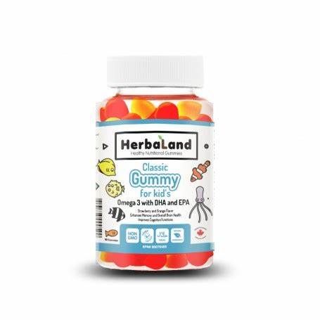 هيربالاند كيدز حلوى أوميغا 3، 60 قطعة مضغ