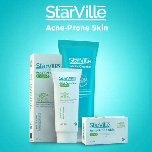 منظف الوجه ستارفيل + كريم لعلاج حب الشباب + صابون