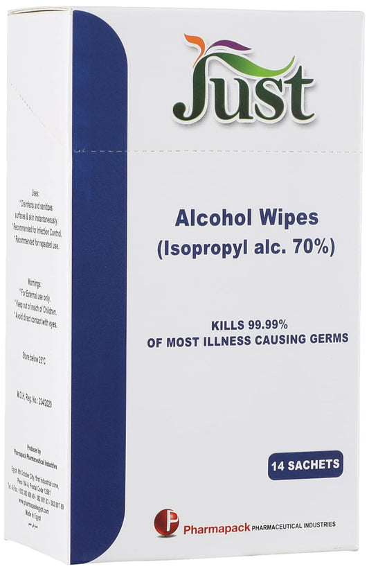 JUST ALCOHOL WIPES 70 14 SACHETS