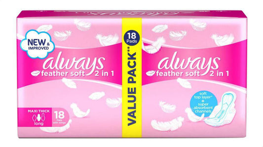 فوط صحية طويلة ناعمة كالريش 2 في 1 من ألويز، 18 قطعة (9039)