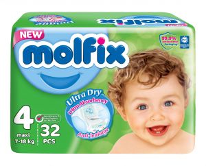 MOLFIX 4 DIAPERS MAXI (4) 32PCS مصرى