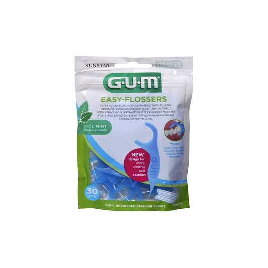 Gum Easy Flossers Cool Mint Waxed 30Pcs