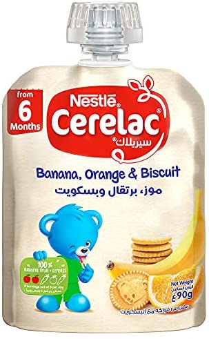 CERELAC BANANA+ORANGE+BISCUIT 90GM