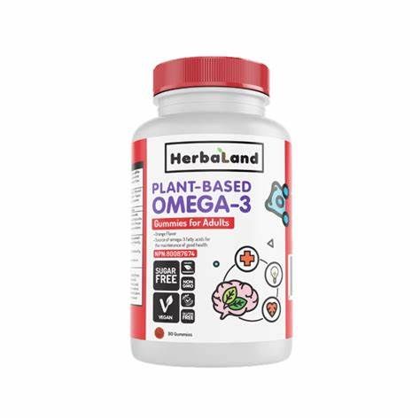 علكة أوميجا 3 النباتية للبالغين من هيربالاند، 60 علكة