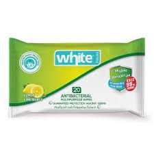 مناديل بيضاء مضادة للبكتيريا برائحة الليمون 20 منديلًا