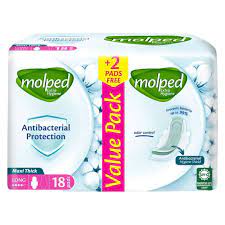 MOLPED ANTI BACTERIAL EX LONG 18 PADS (6390)