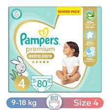 PAMPERS (PREMIUM CARE 4) 9-18 KG 80 PCS سعودى