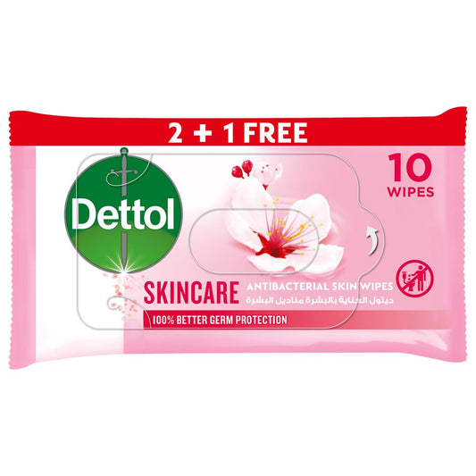DETTOL SENSITIVE 10 WIPES مناديل معقمة (2+1) FREE