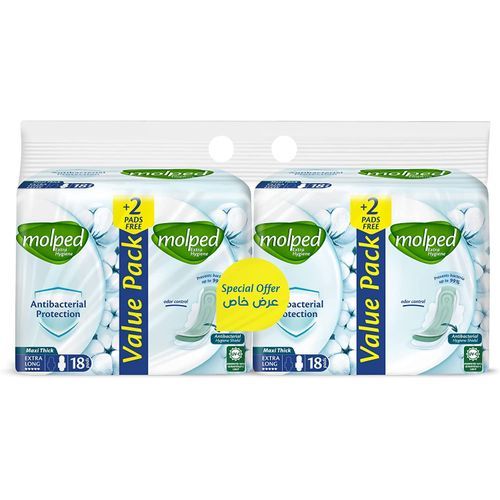 MOLPED ANTI BACTERIAL EX LONG 18PADS 1+1 عرض خاص