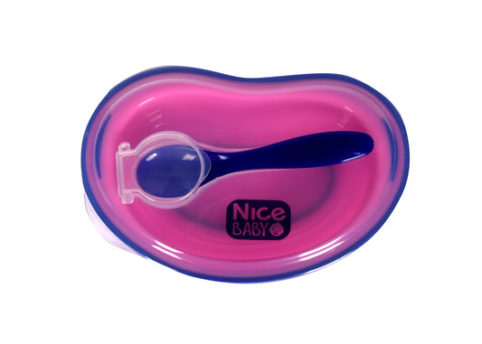 NICE BABY PLATE WITH SPOON (8249) طبق غذاء روز