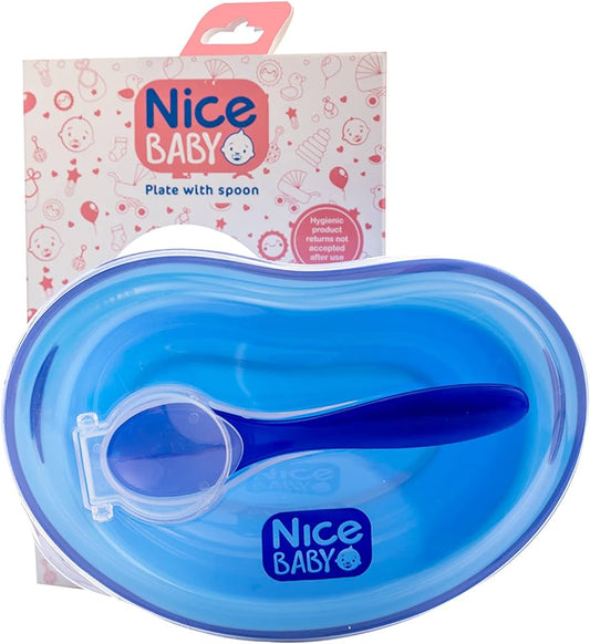 NICE BABY PLATE WITH SPOON (8348) طبق غذاء لبني