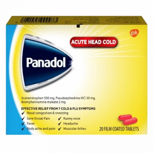 PANADOL ACUTE HEAD COLD 20 FILM COATED TAB