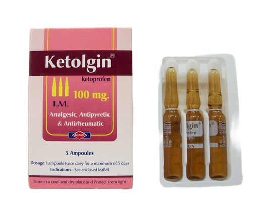 كيتولجين 100 ملغ عضلي 3 أمبولات 2 مل