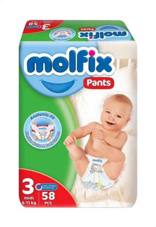 MOLFIX 3 DIAPERS MIDI (3) 4-9KG 58PCSمصري