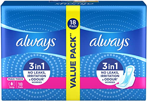 فوط صحية طويلة ماكسي سميكة من أولويز، 18 قطعة (1364)