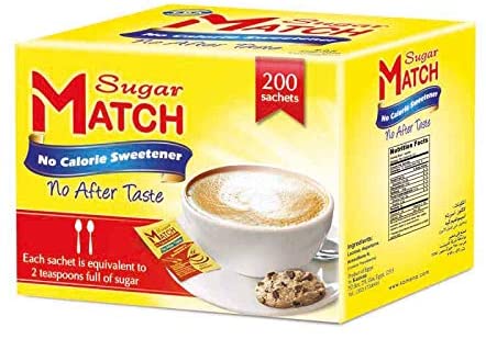 Sugar Match 200 Sachets 2 Teasoonful