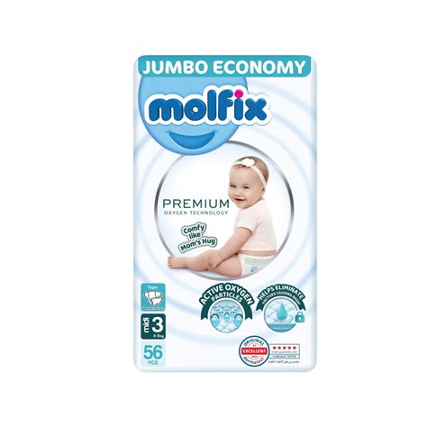 MOLFIX PREMIUM DIAPERS MIDI (3) 4-9KG 56PCS
