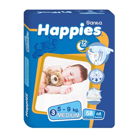 HAPPIES (3) MEDIUM (5-9KG) 58PCS