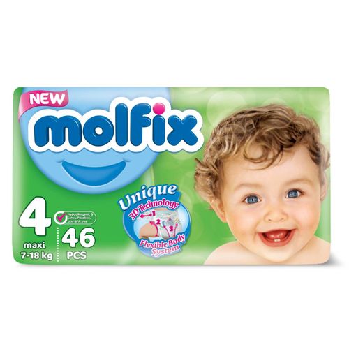 MOLFIX 4 DIAPERS MAXI (4) 7-18KG 46PCSمصرى