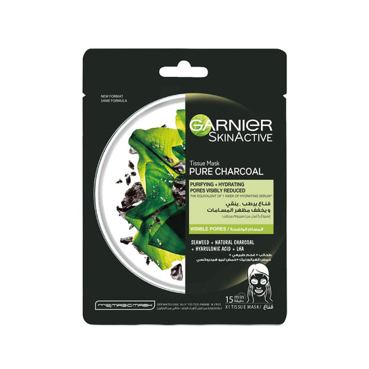 GARNIER TISSUE MASK PURE CHARCOAL 28 G قناع للوجه