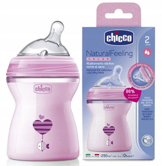 CHICCO NATU.FEEL BOTTLE PINK 250ML 2+M 80762
