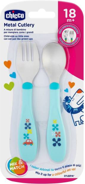 CHICCO METAL CUTLERY 18M+ 86641 ملعقة وشوكه ستانلس