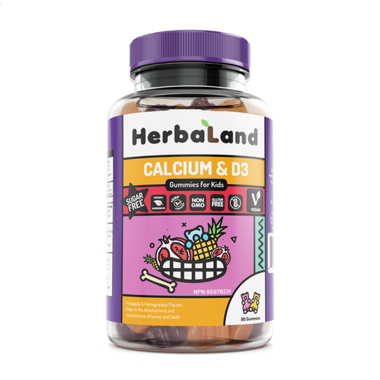 هيربالاند كيدز كالسيوم وفيتامين د3 خالي من السكر 60 علكة