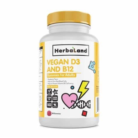 هيربالاند للبالغين نباتي D3 وB12 60 علكة