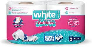 WHITE BUBBLES TOILET PAPER TISSUES 2 ROLLS