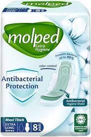 فوط صحية طويلة جدًا مضادة للبكتيريا من مولبد، 8 قطع (6376)