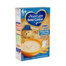 BEBE CEREAL WHEAT&MILK 200GM قمح و حليب