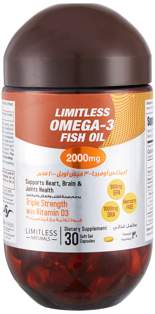 LIMITLESS OMEGA 3 FISH OIL 30PIC