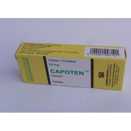 CAPOTRIL 25 MG 20 TAB