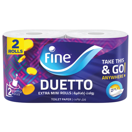 FINE DUETTO TOILET PAPER 2 ROLLS مضغوط