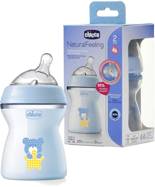 CHICCO NATURAL FEEDING BOTTLE BLUE 250ML 53640