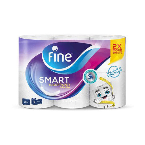 FINE DUETTO TOILET PAPER 6 ROLLS مضغوط