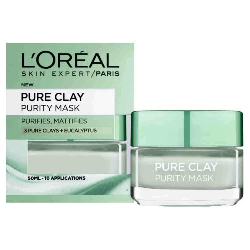 LOREAL PURE CLAY MASK PURIFIES MATIFIES 50ML