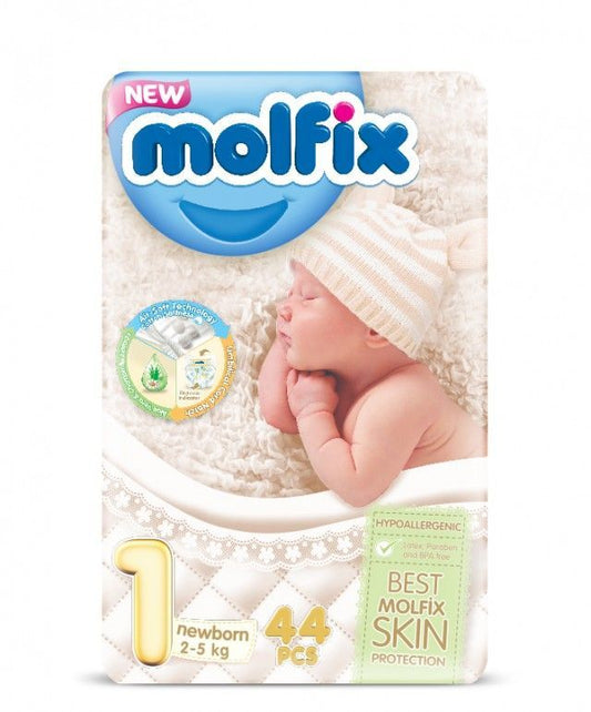 MOLFIX 1 DIAPERS NEW BORN (1) 2-5 KG 44PCS مصري
