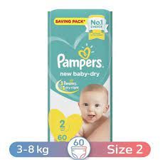 PAMPERS (2) MINI (3-8KG) 60PCS مينى
