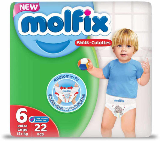 MOLFIX 6 DIAPERS PANTS (6) 16+ KG 22PCS مصري
