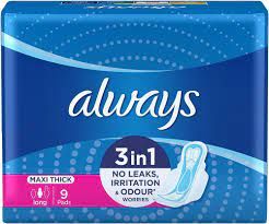 فوط صحية طويلة ماكسي سميكة من ألويز، 9 قطع (4941)