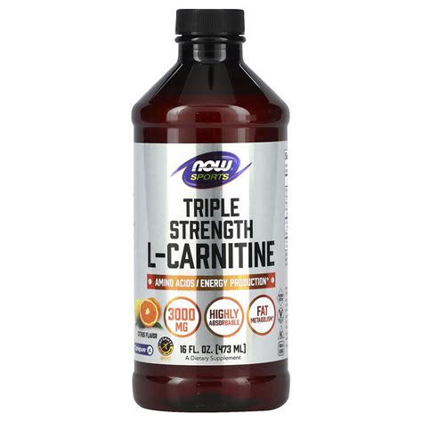 NOW -- L-CARNITINE 3000MG 473 ML SYRUP
