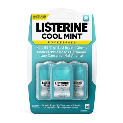 LISTERINE COOL MINT POCKET PAKS 72 BREATH STRIPS %%